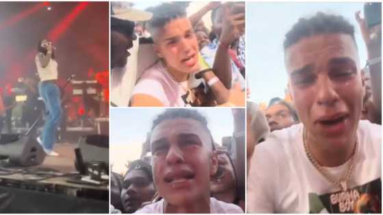 “Gbedu enter body”: Video trends of oyinbo man crying uncontrollably as Burna Boy performs at Wembley Stadium