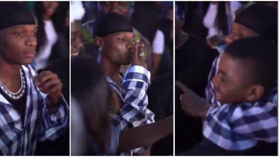 Wizkid attends Asake's show, stands without bouncers as he allows fans snap pictures with him in video