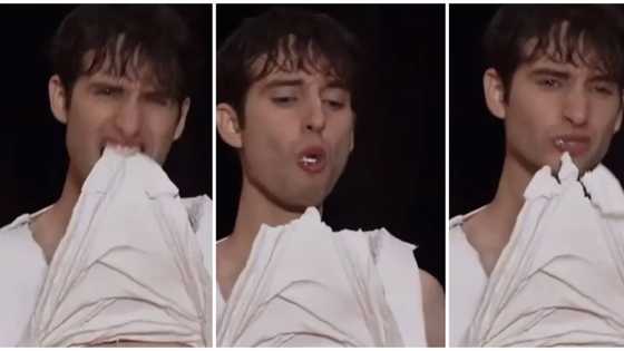 Video of model biting off 'chocolate' shirt on runway leaves internet users amused