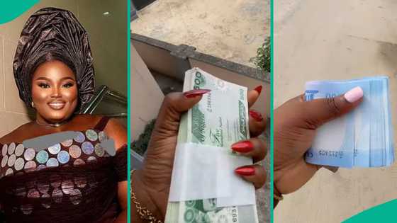Lady who receives free bundles of cash regularly at workplace speaks about her job in video