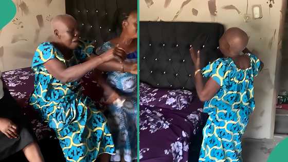 "Happiness wan finish am": Grandma goes crazy after her grandson gifted her new bed with frame