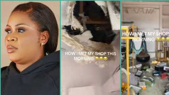 "Fight them spiritually": Shop owner shattered after seeing hole in ceiling, video shows empty store