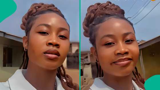 Lady posts mum's reaction after she wore her dad's shirt to church, video amuses peeps