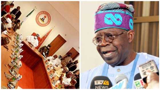 Photo, video emerge as Tinubu meets with APC Senate Caucus, makes huge demand ahead of 2023