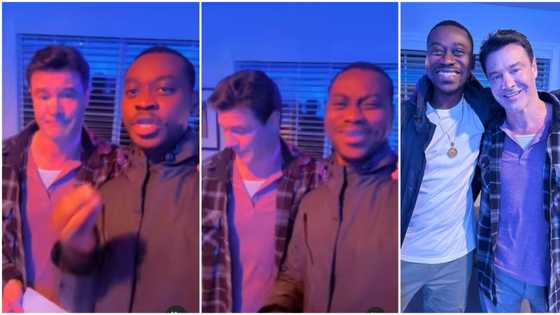 Sweet video of Lateef Adedimeji teaching US actor Dave Sheridan Yoruba in California stirs funny reactions