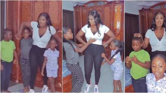 She has 4 kids, look at her tummy: Mercy Johnson in awe of her kids as they boldly advertise her products