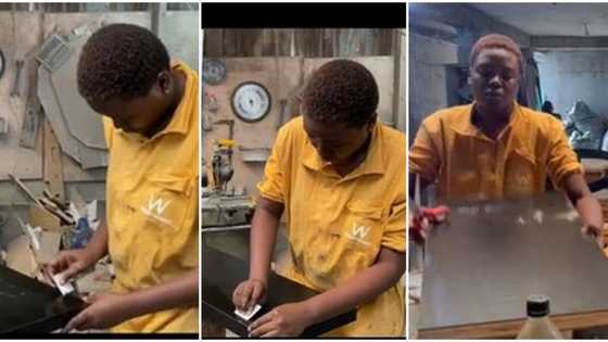 300-level female student of UNILAG takes up carpentry, video shows her in workshop as ASUU strike lingers