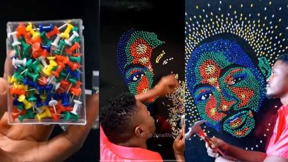 "Naija is blessed:" Nigerian artist wows with breathtaking artwork, draws Davido with fancy pins