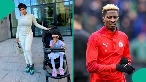 Wife of Nigerian star replies critics blasting her for putting 3-year-old in stroller