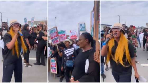 “See better celeb”: Tacha takes to streets to beg INEC for free and fair gubernatorial election, video trends