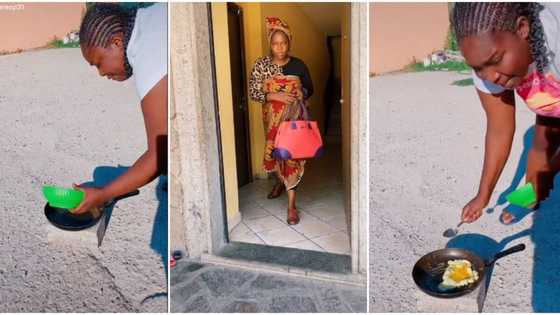 "Weather is too hot": Nigerian lady abroad fries eggs in video under direct sun in Italy, shocks many people
