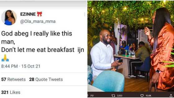 "I really like this man": Lady who prayed against being dumped gets proposal from her lover, photos emerge