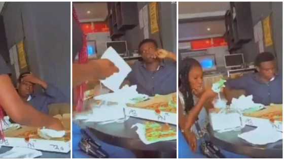 Bidiyon saurayin da ya bata rai bayan budurwar da ya gayyata cin ‘Pizza’ ta zo da wasu kawayenta biyu