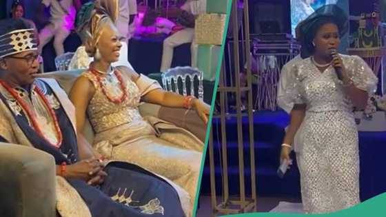 Wedding MC invites beautiful mother of bride to the stage, she dances happily