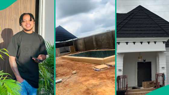 Man builds beautiful house with BUA cement, it has swimming pool, classy interior