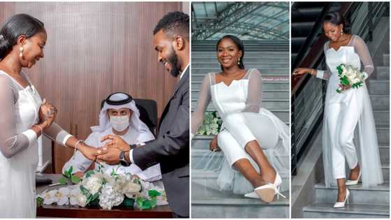 Nigerian couple go for their wedding in UAE with no guests, photos of beautiful low key event go viral