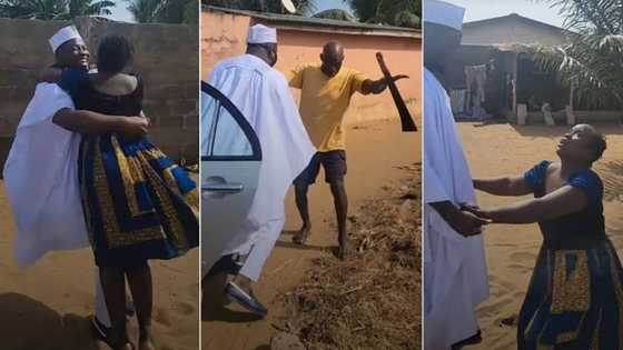 Nigerian man returns home to surprise parents after years in another city, video melts hearts