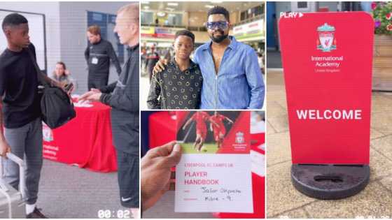 Video as comedian Basketmouth enrols his young son in Liverpool Football Academy: “Project Mbappe on track”