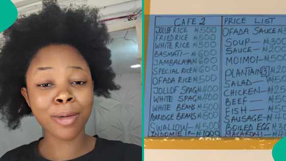 Worried Afe Babalola University student displays new price list for different food in her school