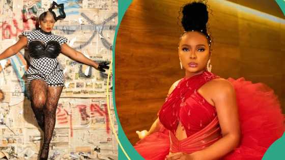 "Mama Africa": Yemi Alade adorns creative star-themed hairstyle, rocks short outfit for video shoot