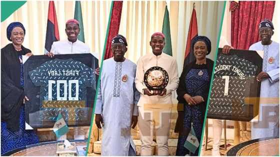 BREAKING: "All smiles" as Tinubu, Wife receive Asisat Oshoala's CAF award, photos emerge