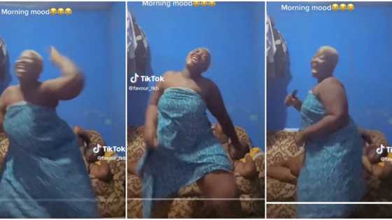 "Power of wrapper": Nigerian lady in only wrapper whines her waist fastly in front of her mum, video trends