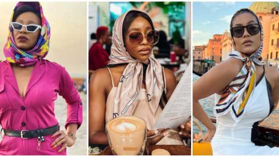 How to rock print scarves: Nse Etim, 6 other Nigerian fashionistas slay in colourful headwraps