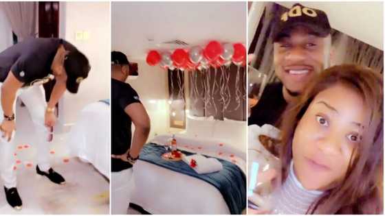 Valentine's Day: Nkechi Blessing surprises hubby with special treat, gets hotel room decorated with roses