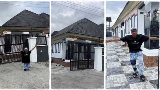 Nigerian man kneels, celebrates endlessly as he completes his new house, video goes viral