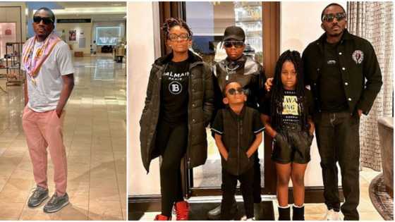 “Why you con be like their manager”: Reactions trail cute family photos shared by Bovi of himself and his kids