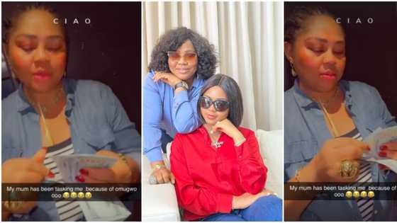 “You have to pay for omugwo”: Regina Daniels’ mother taxes actress for babysitting her newborn, gets dollars