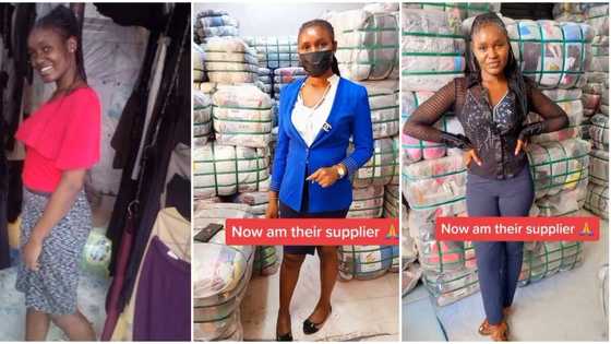 "God gave me another chance": Lady who used to hawk okrika becomes big supplier, shares video of her shop