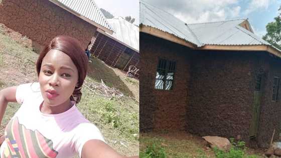 Lady surprises everyone as she builds beautiful house for her mum with less than N500k, sends social media into frenzy (photos)