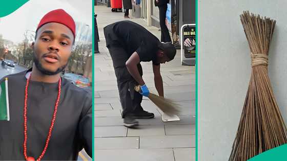 Young man shares why he took his Nigerian broom to UK, his reason melts hearts