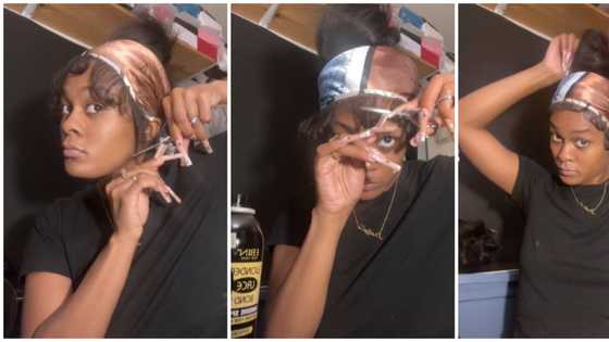 Quick fashion fix: Lady creates baby hair scarf in trending video, peeps react
