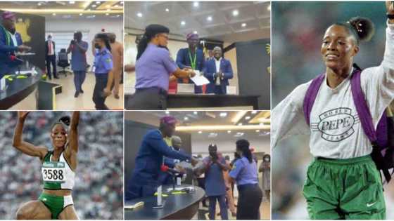 Video captures emotional moment 1st Nigerian Olympic gold medalist gets 3-bedroom flat after 25-year promise