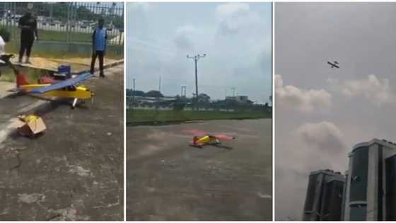Young student in Bayelsa builds small "plane" and flies it amidst jubilation, many react