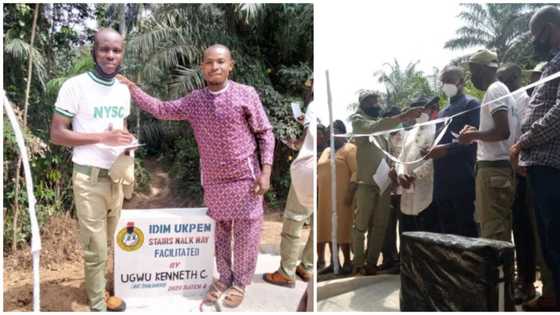 Akwa Ibom corps member creates walkway for easy access to stream (photos)