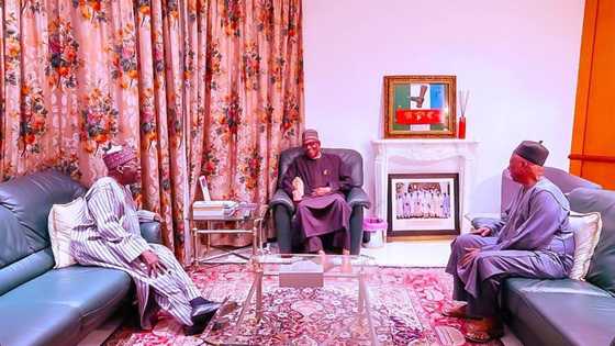 Bola Tinubu da Sanata Adamu Sun Gana da Shugaba Buhari Bayan Dawowarsa Najeriya daga Landan