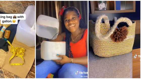 Fashion crafts: Talented lady converts plastic gallon into fancy handbag in viral video