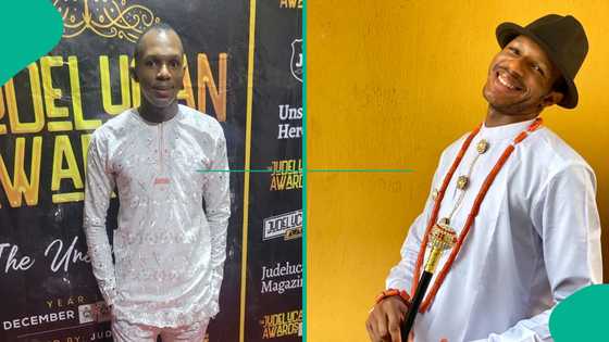 Daniel Regha wears stunning Urhobo outfit, shares how proud he is of his tribe: "It's your best"