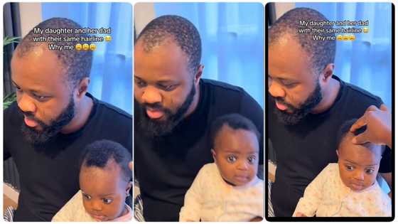 "No DNA needed": Father and daughter have the same receding hairline, video emerges