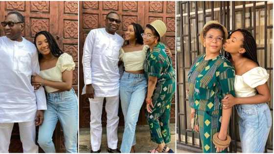 Billionaire daughter Temi Otedola shows sweet moment her parents surprised her on movie set (video)