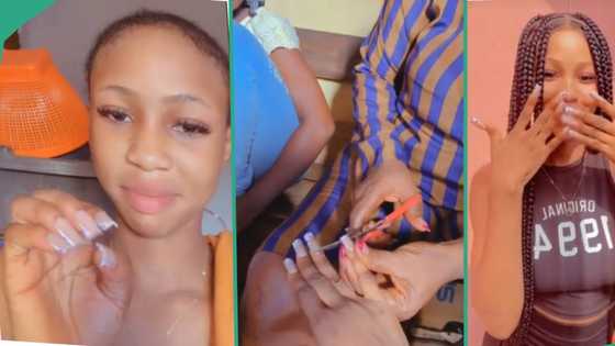 "House no go contain all of us": Reactions as strict mum cuts her daughter's fixed nails in video