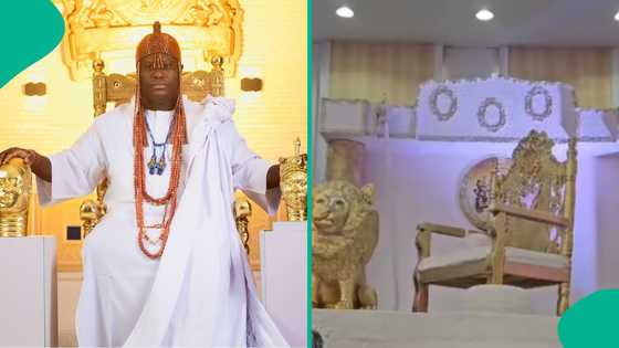 Clip of Ooni of Ife's gigantic multimillion naira royal 50th birthday cake trends online: "Premium"