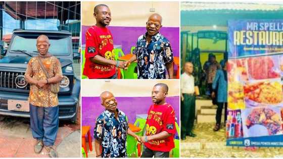 'They look fresh': Mr Spellz hosts once homeless actor Aguba in his restaurant in new photos, people react