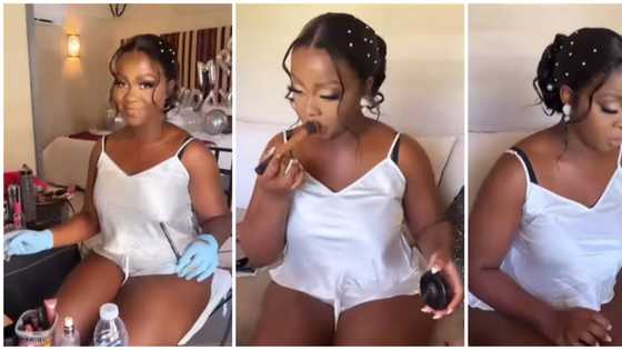 Bride does her own makeup in trending video, Internet users impressed with result