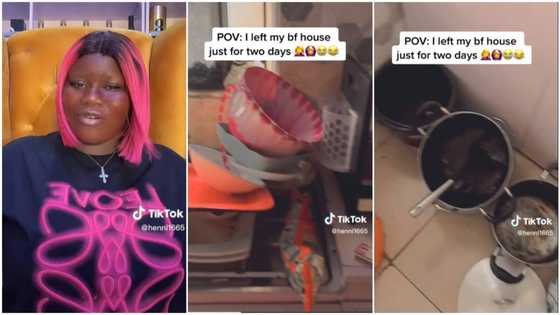 "I left him for 2 days": Lady shares video of boyfriend's house messed up with dirty plates & pots