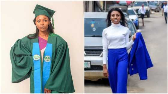 Nigerian lady graduates with 5.0 CGPA after sleeping in uncompleted building for months (photos)
