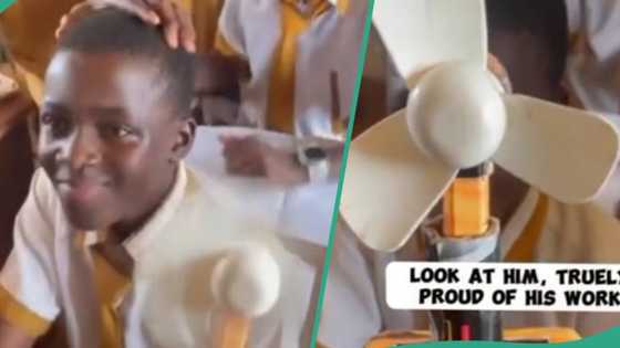 Young Nigerian boy builds rechargeable fan that works effortlessly, takes it to school
